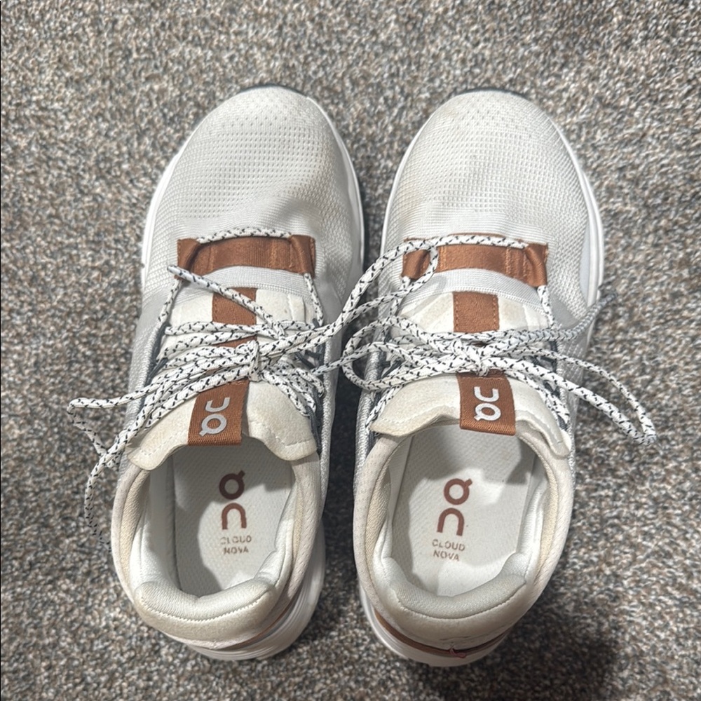 ON Cloudnova White and Brown Sneakers